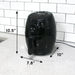 Air fryer placed on counter top. Dimension: 10.5" in height, 7.8" in length, 10" in width.