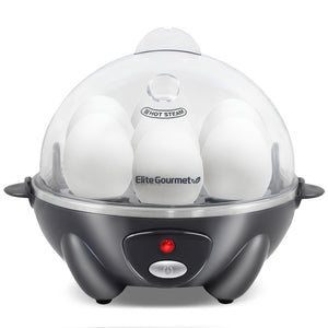 7-Egg Electric Easy Egg Cooker, Steamer, Poacher (Dark Gray)