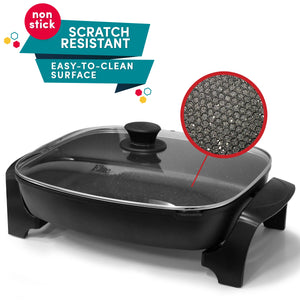 10.5 Qt. Heavy Duty Nonstick Electric Skillet with Glass Lid