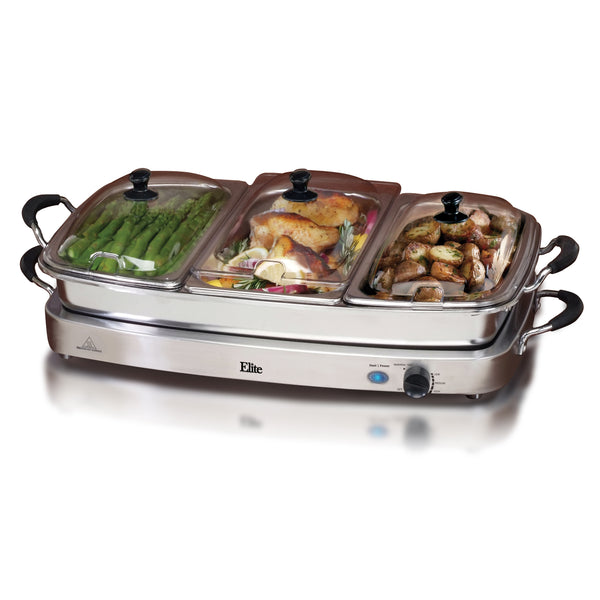 7.5Qt Triple Buffet Server Oven Safe Pan